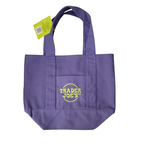 Limited Trader Joes Mini Halloween Canvas Tote Bag In Purple - Picture 2 of 2